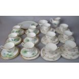 Two Teasets to Include Hamilton Green Floral Pattern and Argyle Rose Pattern