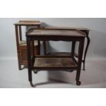 An Oak Galleried Trolley, a Mahogany Occasional Table and an Oak Side Cabinet (All for Restoration)