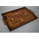 An Art Deco Specimen Wood Inlaid Rectangular Drinks Tray, 45x33cms