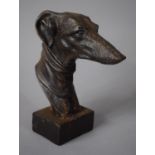 A Cast Metal Bronze Effect Portrait Study of a Greyhound, 20cms High