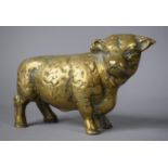 A Heavy Brass Study of a Bull, 23cms Wide by 13cms High