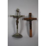 An Aluminium Crucifix with Bronzed Metal Corpus Christi (25.5.cms High) Together with a Wooden