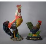 A Reproduction Cast Iron Cockerel Door Stop Together with a Resin Study of a Cockerel, 45cms High