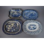 A Collection of Blue and White Serving Dishes and Meat Plates to Feature Early Shaped Example with