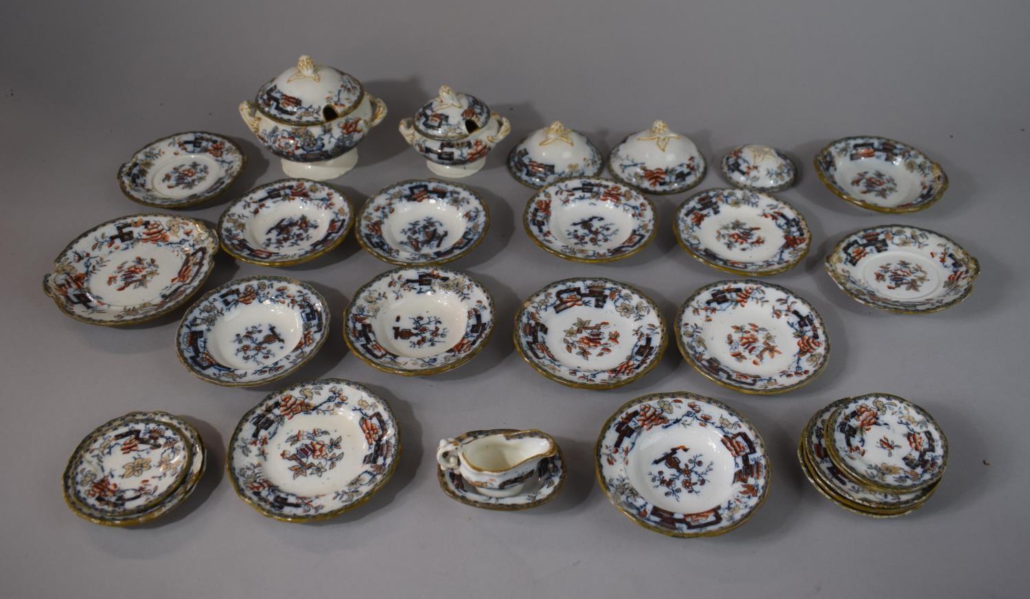 A Collection of 19th Century Miniature Dinnerwares to Include Lidded Tureens, Plates Etc.