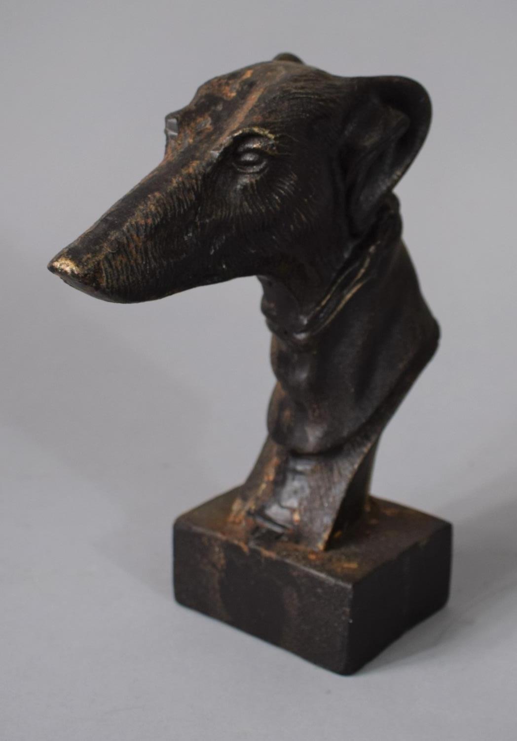 A Cast Metal Bronze Effect Portrait Study of a Greyhound, 20cms High - Image 2 of 2