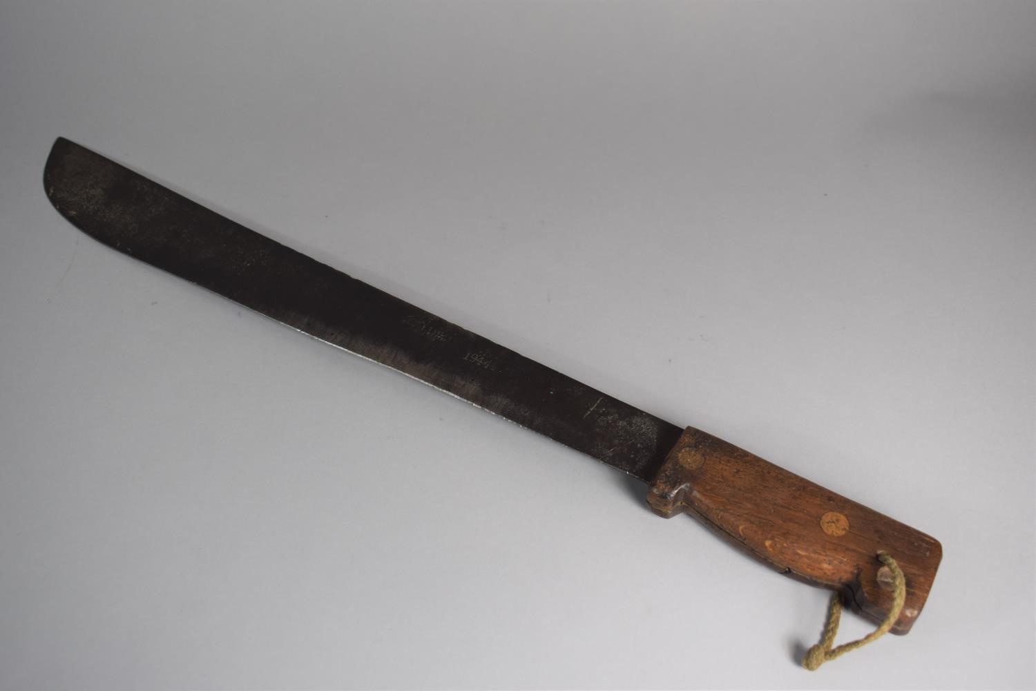 A Military Machete with Wooden Handle by Taylor of Sheffield, Stamped with War Dept, Crow's Foot and