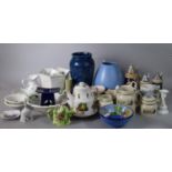 A Collection of Ceramics to Include Large Blue Glazed Vase, Teapots, Royal Doulton Harvest Garland