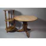 A Faded Circular Oak Coffee Table (59cm Diameter) and a 3 Tier Circular Stand