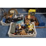 A Cantilevered Tool Box and Three Boxes of Various Tools and Sundries