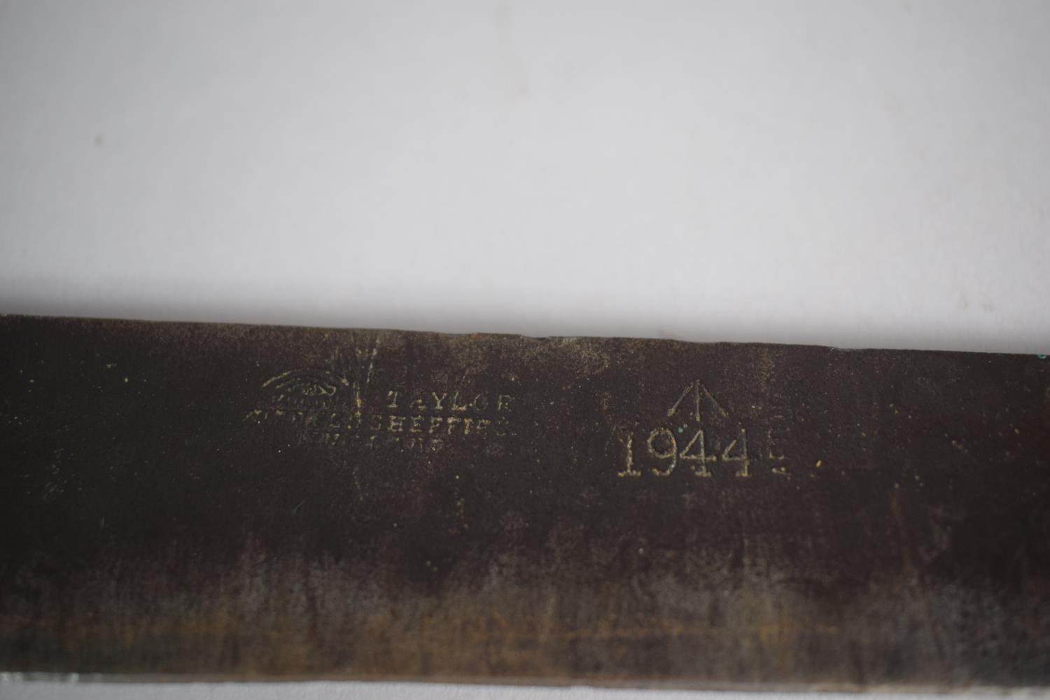 A Military Machete with Wooden Handle by Taylor of Sheffield, Stamped with War Dept, Crow's Foot and - Image 2 of 2