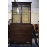 A 19th Century Mahogany Secretaire Bookcase with Fitted Top Drawer and Two Drawers Under. Raised