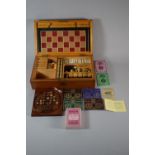 A Good Quality Edwardian Games Compendium Set with Amber Solitaire Marbles and De La Rue Bezique