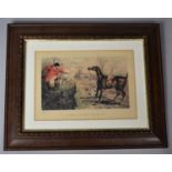 A Wooden and Carved Framed John Leech Hunting Print, Mr Jorrocks (Long) 'Come Help! I say. You