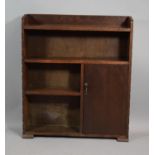 An Edwardian Oak Three Shelf Galleried Bookcase with Side Cupboard, 73cms Wide