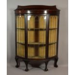 An Edwardian Mahogany Galleried Demi Lune Display Cabinet on Claw and Ball Feet, 105cms Wide