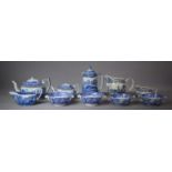 A Collection of Blue and White China to Include Copeland Spode's Italian Soup Bowls, Teapot, Hot