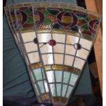 Eight Large Tiffany Style Leaded Panels which Together Form Circular Roof Light or Similar, Each