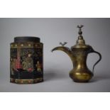 A Brass Middle Eastern or Turkish Ottoman Ballah/Coffee Pot, 20cms High, Together with a Oriental