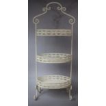 A Modern White Painted Oval Three Tier Flower Stand with Scrolled Handle, 50cms Wide