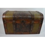 A Modern Storage Box in the Form of a Miniature Cane and Leather Travelling Trunk, 52cms Wide