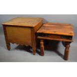 A Late Victorian Pitch Pine Box Commode, No Liner and a Square Coffee Table