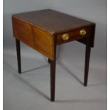 A 19th Century Mahogany Pembroke Table with Single Drawer on Square Tapering Legs, 75cms