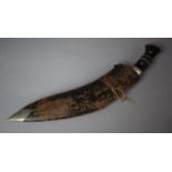 A Vintage Horn Handled Kukri Knife in Leather Scabbard