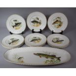 A Fish Service with Oval Serving Dish and Six Plates