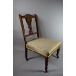 A Pretty Edwardian Inlaid Rosewood Ladies Nursing Chair with Pierced Splat and Turned Front Legs