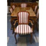 A Crossbanded and Inlaid Burr Walnut Dining Room Suite Comprising Sideboard, Extending Dining