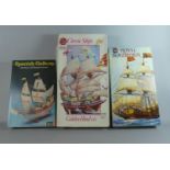 A Collection of Three Boxed Model Kits of Galleons to Include Revell H-367 Spanish Galleon, Airfix