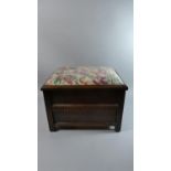 An Oak Sewing Box Stool with Upholstered Hinged Lid, 46cms Wide