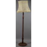 A Mid 20th Century Reeded Mahogany Standard Lamp with Shade