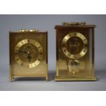 Two German Acctim Brass Mantel Clocks, Tallest 20cms High