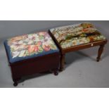 A Tapestry Topped Mahogany Box Stool and a Dressing Table Stool
