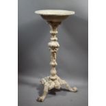 A 19th Century Heavy Cast Iron Coalbrookdale Pedestal Bird Bath on Moulded Support with Tripod
