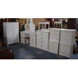 A Modern White Bedroom Suite Comprising Small Wardrobe, Dressing Table with Mirror, Chest and Two