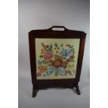 A Modern Mahogany Framed Screen/Table with Tapestry Panel under Glass, 76cms High