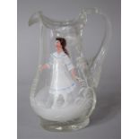 A 19th Century Hand Blown Mary Gregory Style Jug, 13cms High