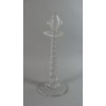 A Glass Candlestick with Bobbin Support, Vase Candle Holder and Lion Mask Mouldings, 26.5cms High.