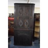 A Mid 19th Century Panelled Oak Double Corner Cabinet, 90cms Wide