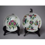 Two Late 19th Century Chinese Peach Plates (Tongzhi 1862 - 1874), 17cms and 14cms Diameter