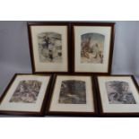 A Set of Five Framed Prints After A. Rackham, 19.5 x 27cms