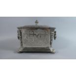An Islamic Decorated Anglo Persian Silver Plated Tea Caddy of Sarcophagus Form, 18.5cms Wide