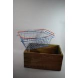 A Vintage Wooden Box for Donald Cook's Stewed Steak and a Vintage Wire Supermarket Shopping Basket