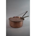 A Victorian Copper Saucepan with Iron Handle, 29cms Diameter with Unrelated Copper Lid