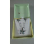 A Silver Suite of Jewelled Butterfly Earrings and Necklace