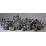 A Collection of Various Pewter and Britannia Metal Tea Wares to Include Teapots etc