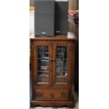 A Modern Lead Glazed Music Cabinet Containing Aiwa Music Centre with Music centre